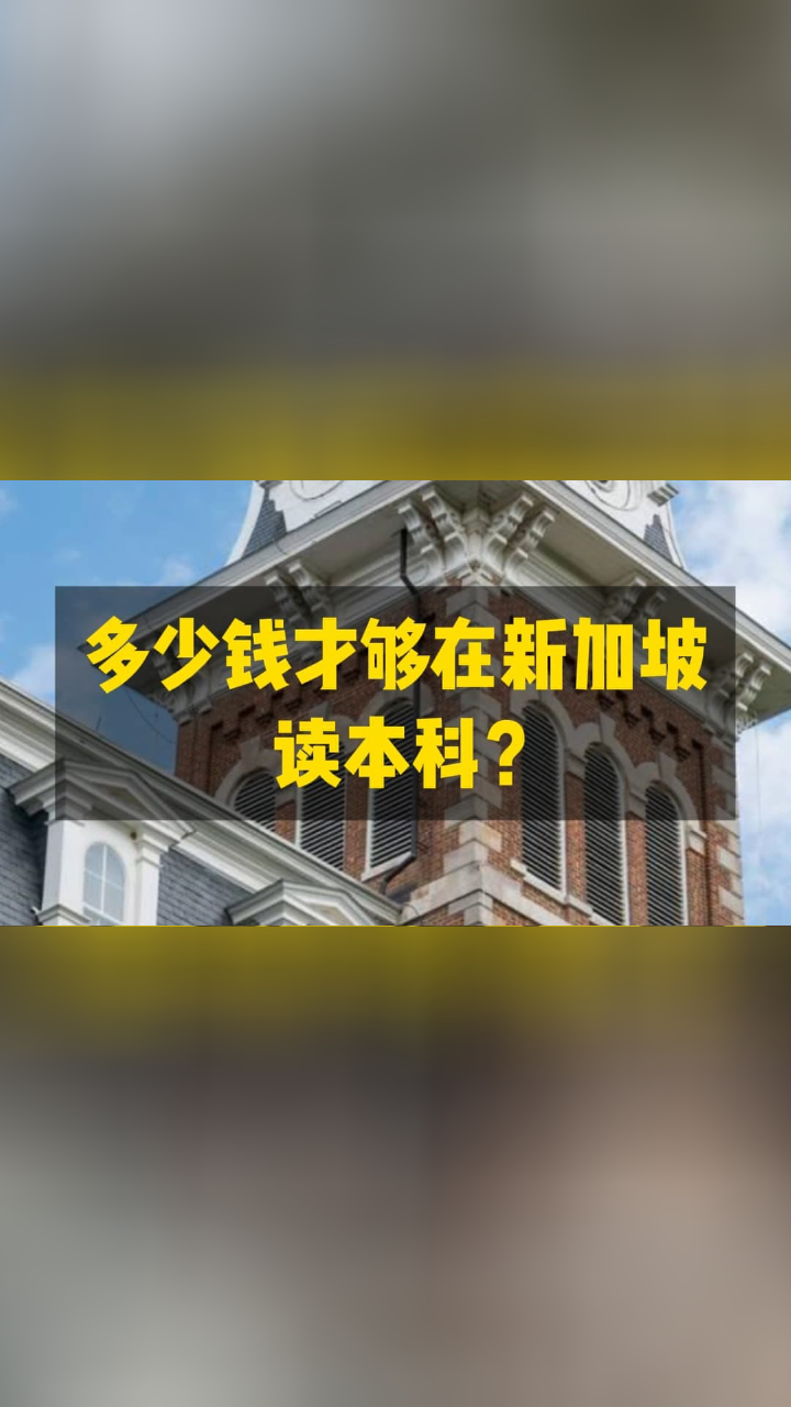 多少钱才够在新加坡读本科？