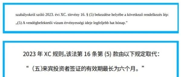 匈牙利移民政策有重大更新：访客投资者居留签证有效期缩短